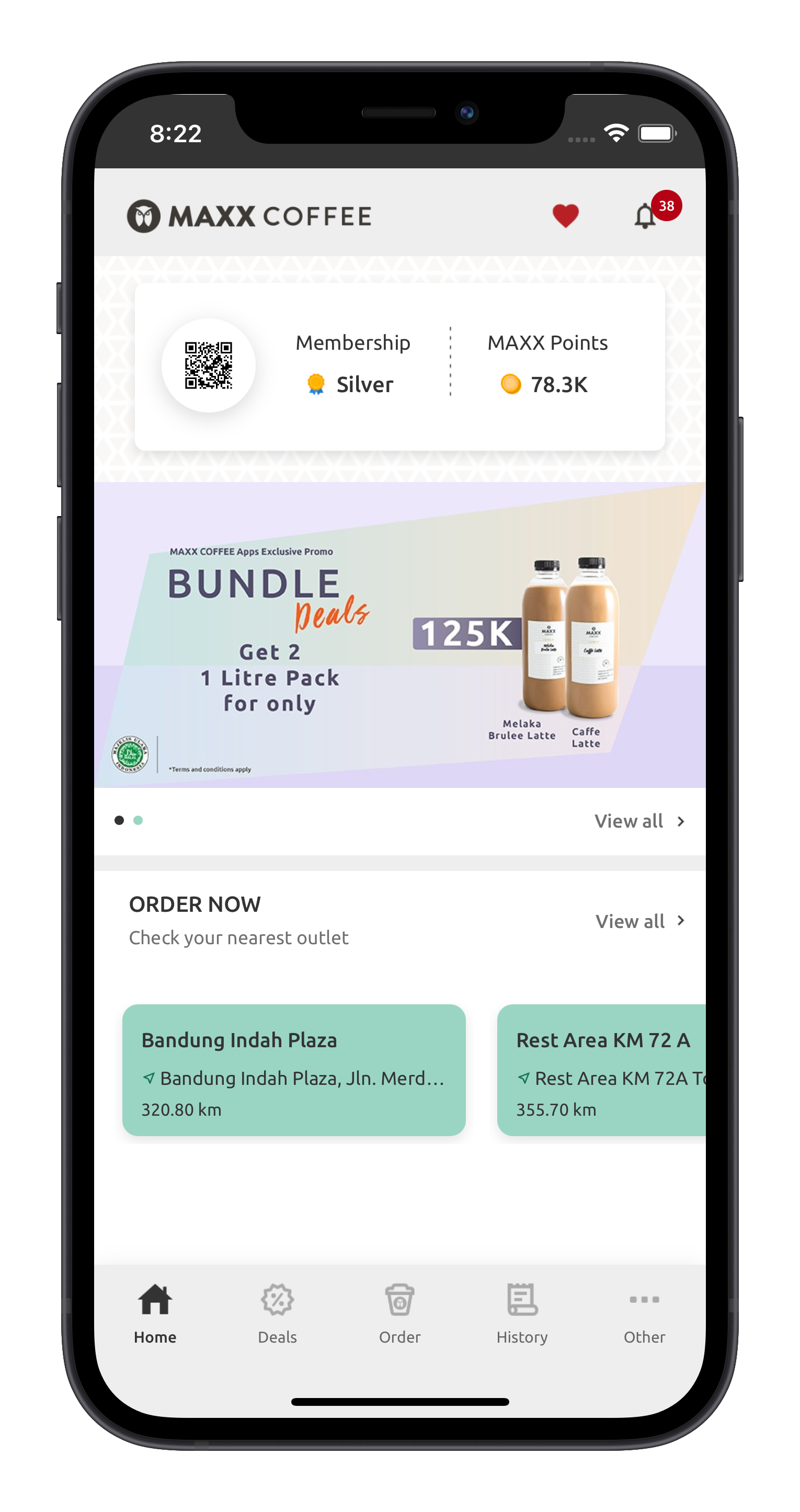 MAXX Coffee home screen