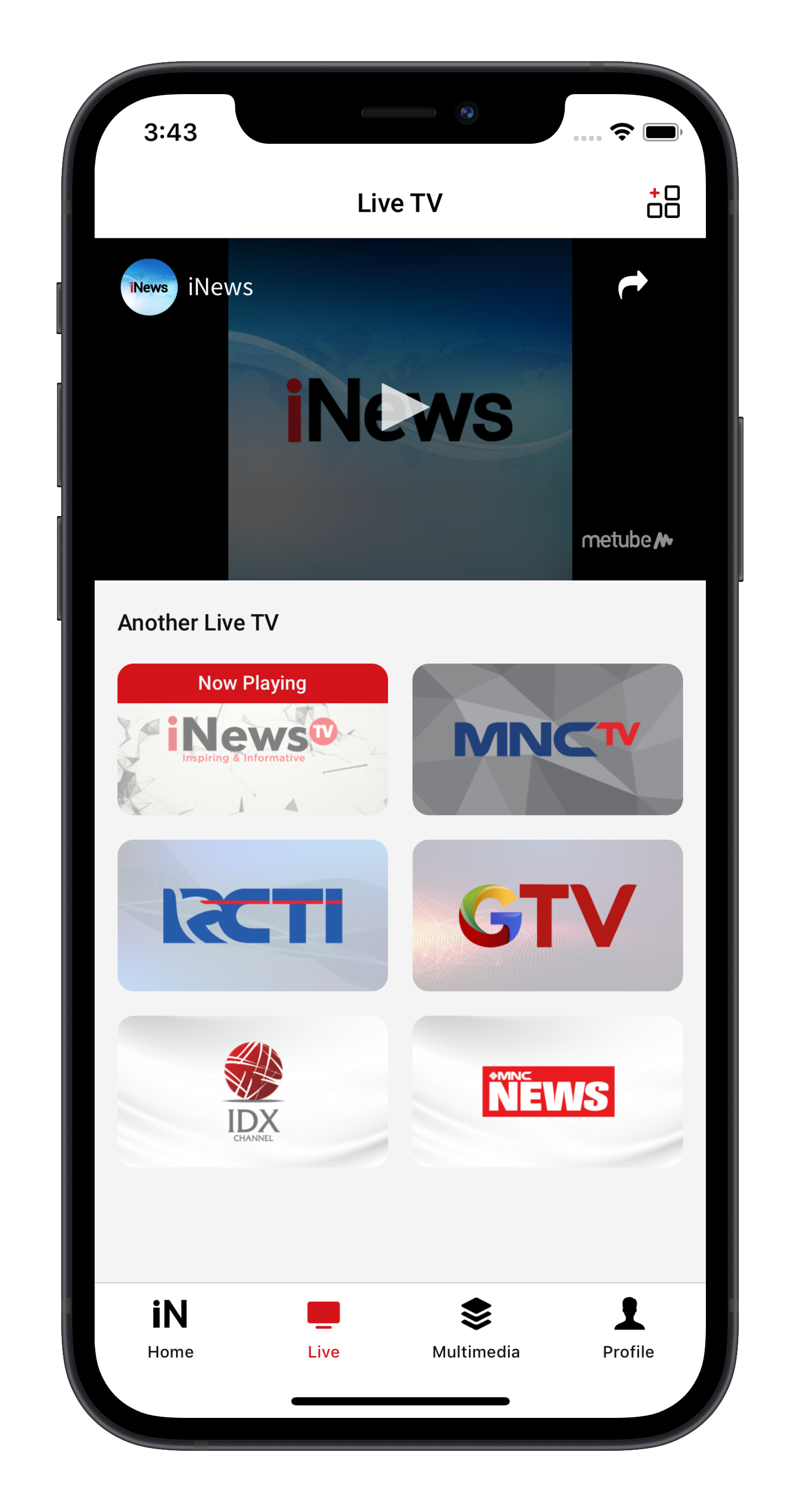 iNews.id multimedia screen