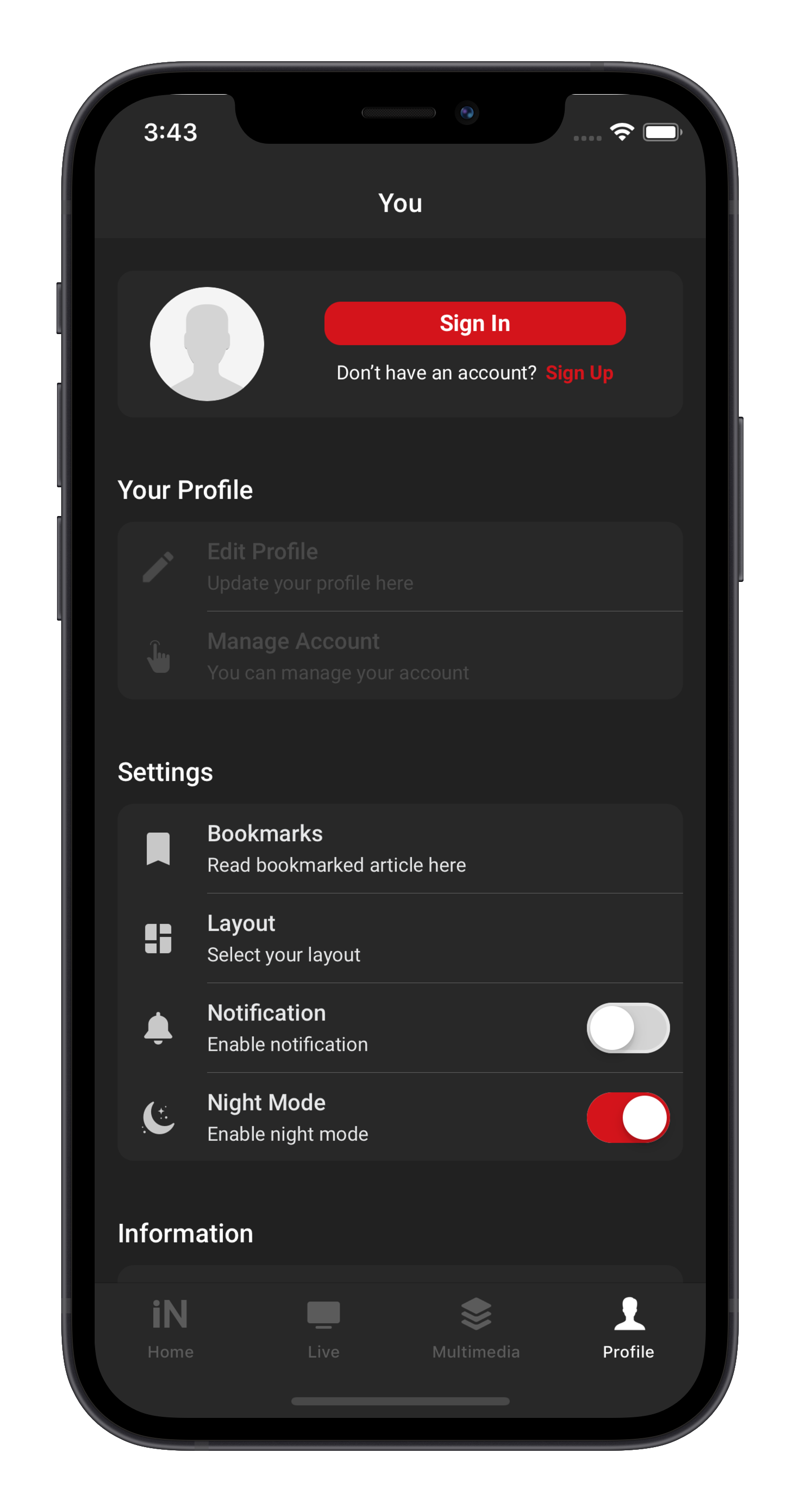 iNews.id content discovery screen