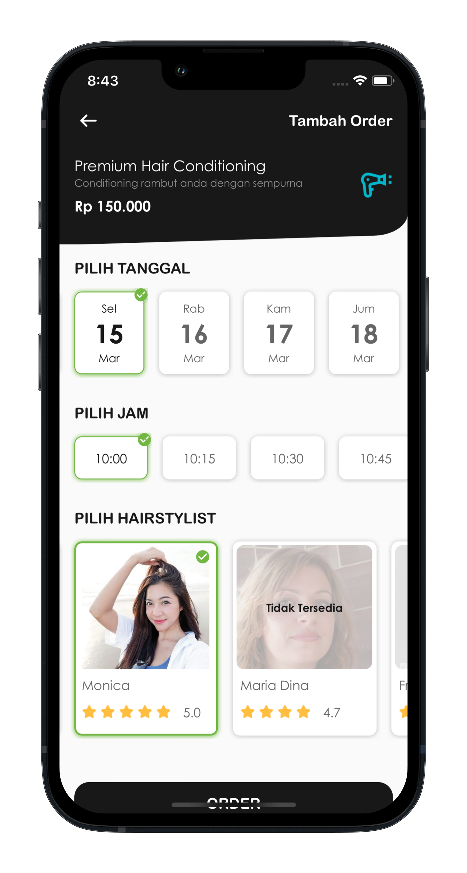 Ixobox booking schedule and hairstylist selection
